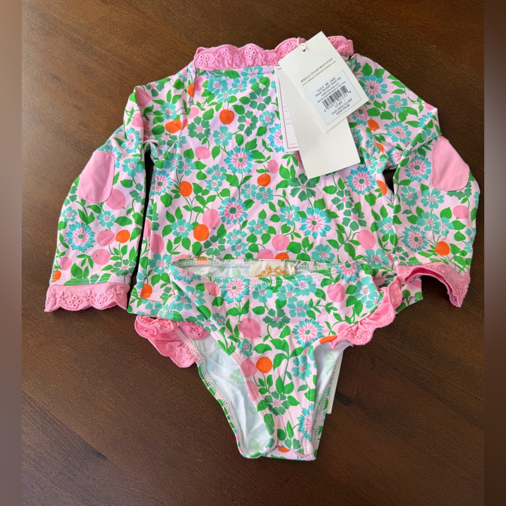 TBBC Floral Pink and Green Baby Swimsuit